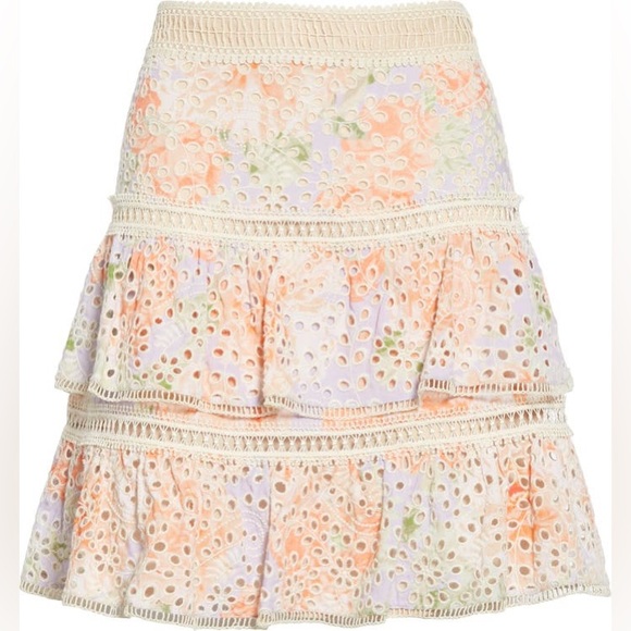 Alice and Olivia Kirsten Embroidered Eyelet Skirt - Picture 6 of 11